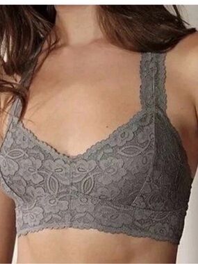 Free People Intimately Lace Racerback Bralette Gray Size Small